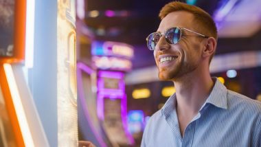 man at slot machine