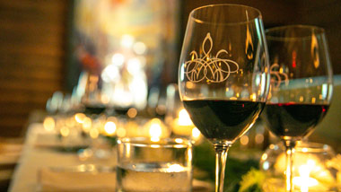 wine glasses on table at Ember