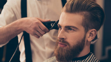 man getting a haircut